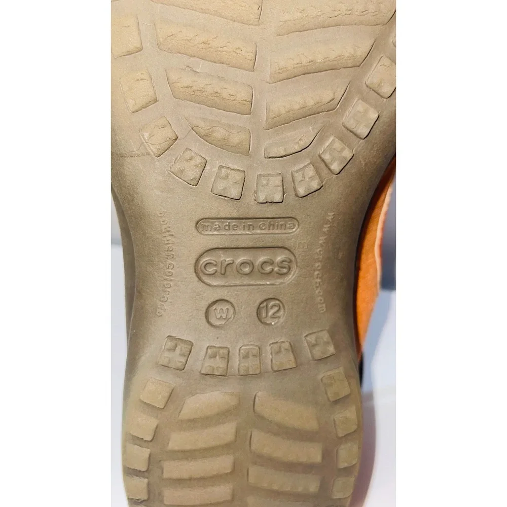 Crocs Womens Adrina Mary Jane Size 12 Orange Brown Canvas Comfort Clog